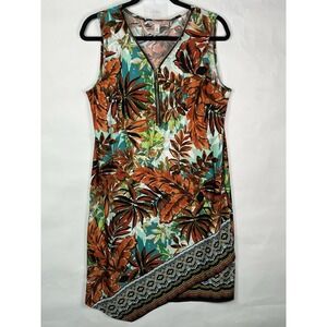 CB ESTABLISHED 1962 Sleeveless Dress Sz M Tropical Pattern Colorful Travel